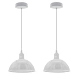 White Dome Metal Pendant Shades, 21cm – 2 Pack