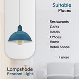 Cyan Blue Dome Metal Pendant Shades, 21cm – 2 Pack