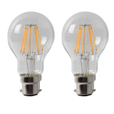 2 Pack A60 B22 Bayonet LED Filament Bulbs, 4W 450 Lumens – Dimmable Retro Glass Bulbs, Cool White 6000K