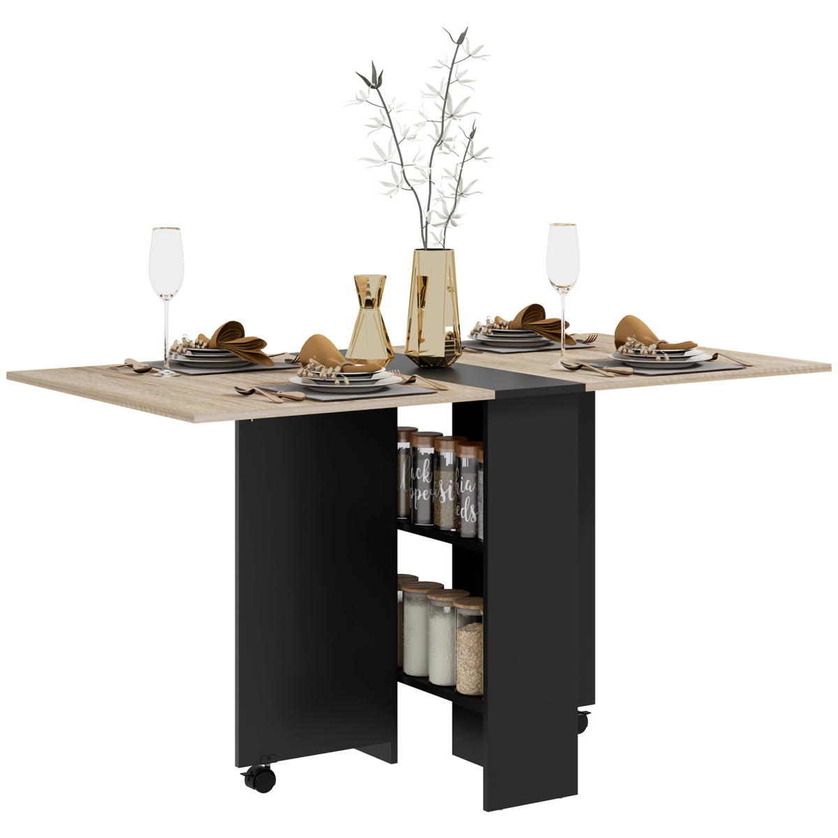 Mobile drop leaf dining table