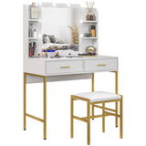 Vanity desk set with lighted mirror