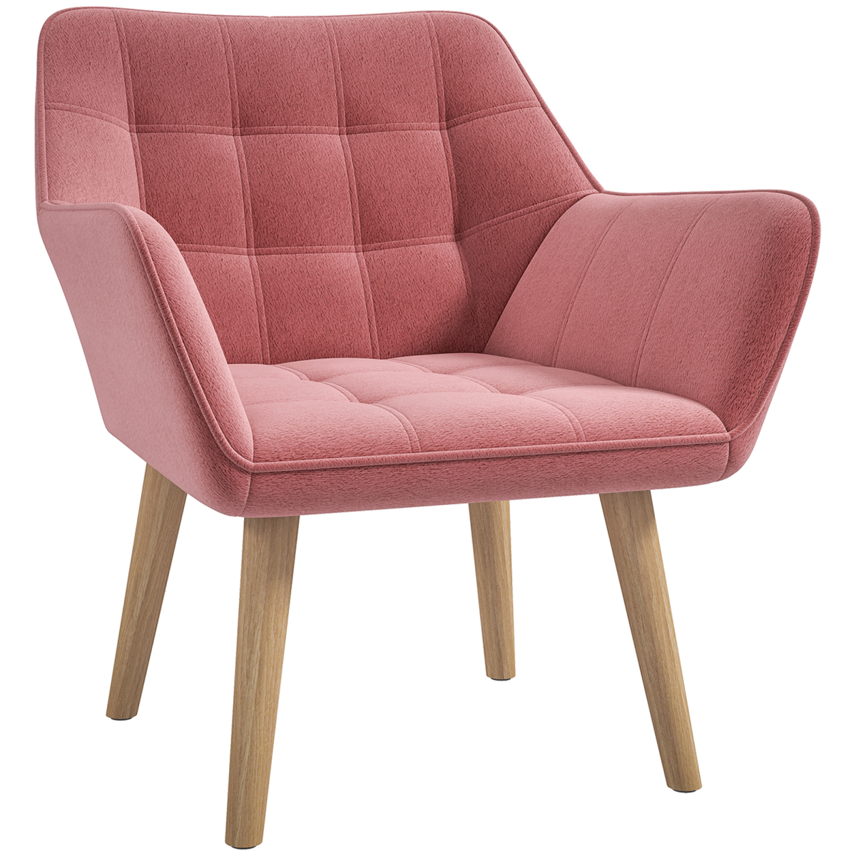 Velvet accent chair with wooden legs