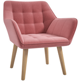 Velvet accent chair with wooden legs