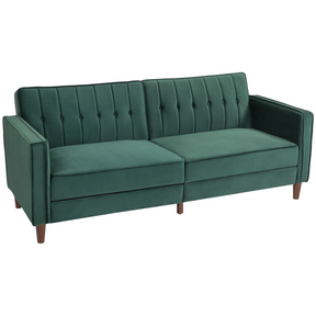 Green tufted velvet 3-seater sofa bed