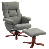 Microfibre leather recliner with footstool