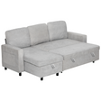 Charcoal L-shaped corner sofa bed with storage chaise