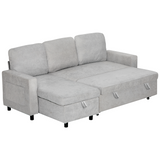 Charcoal L-shaped corner sofa bed with storage chaise