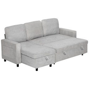 Charcoal L-shaped corner sofa bed with storage chaise