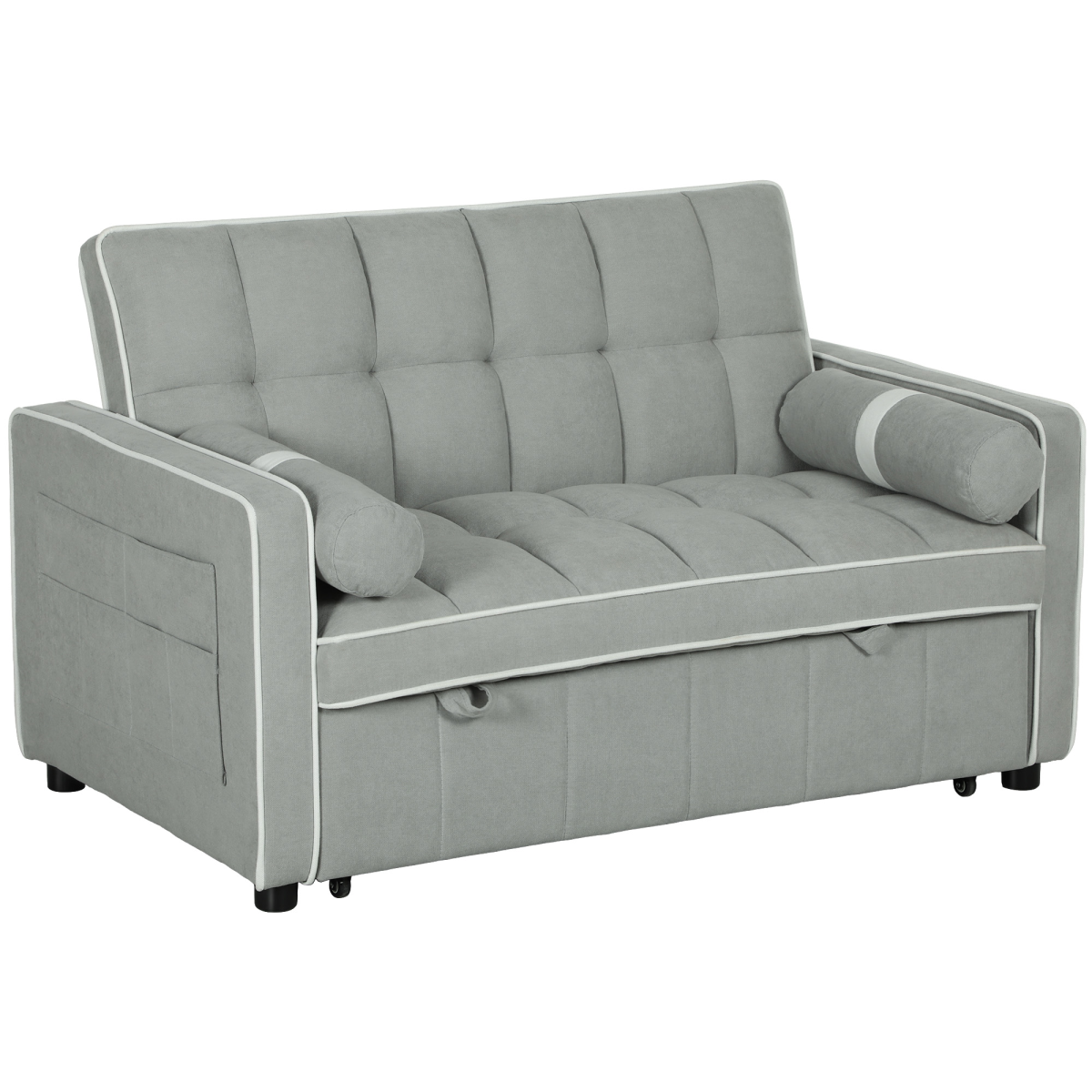 Charcoal grey pull-out sofa bed with reclining back