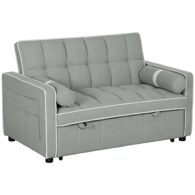 Charcoal grey pull-out sofa bed with reclining back