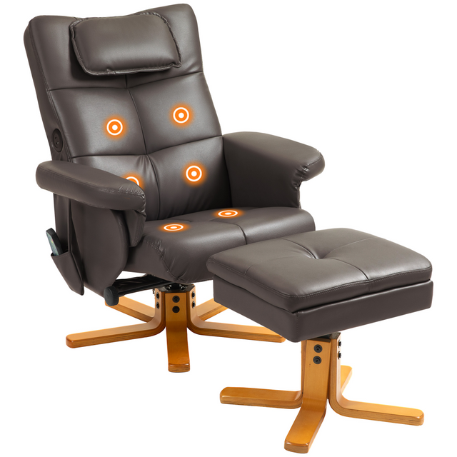 Massage recliner chair with storage footstool