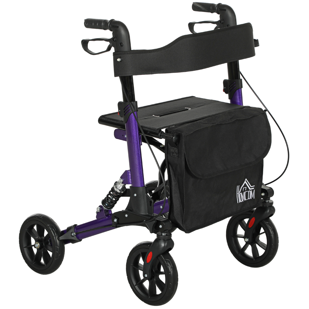 Folding rollator walker with seat and backrest