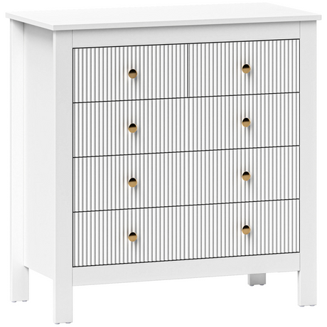 Fluted 5-drawer chest with gold handles