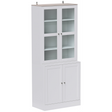 Grey display bookcase with glass doors