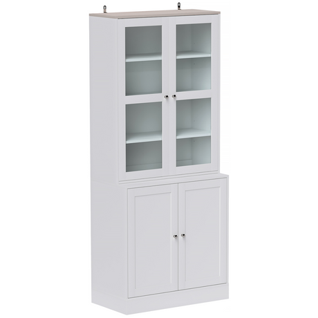 Grey display bookcase with glass doors