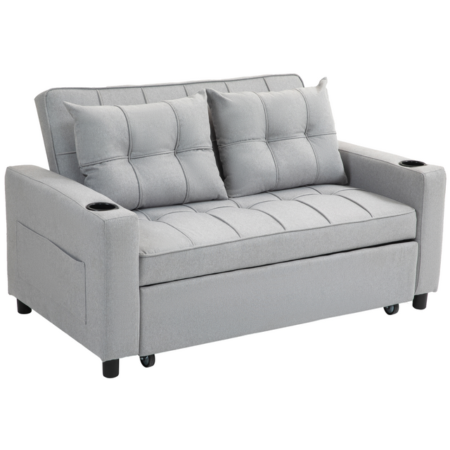 Charcoal grey 2-seater pull-out sofa bed