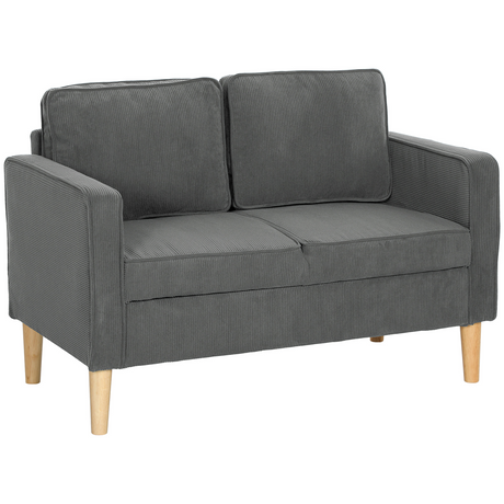 Blue corduroy 2-seater sofa with under-seat storage
