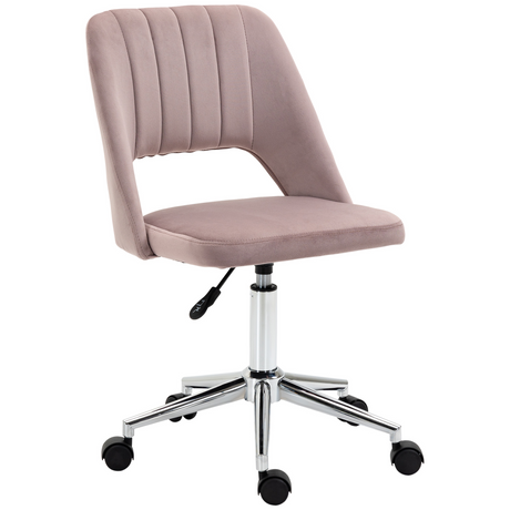 Cream scallop back velvet swivel office chair