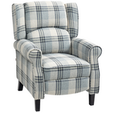 Wingback recliner chair in checked fabric