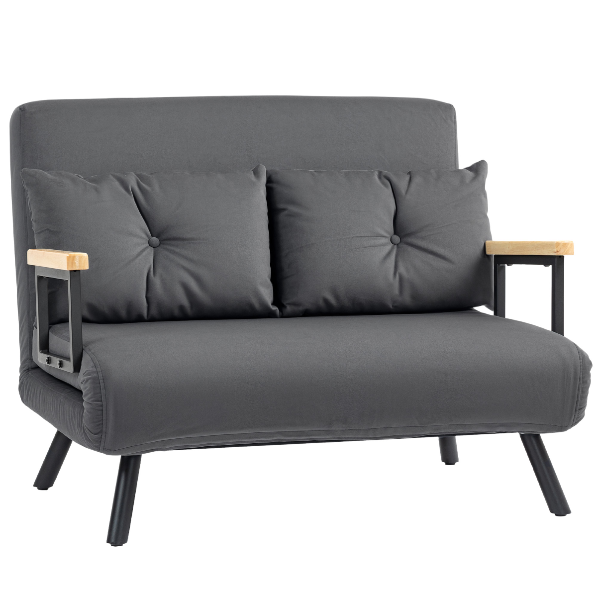 Dark grey 4-in-1 velvet loveseat sofa bed