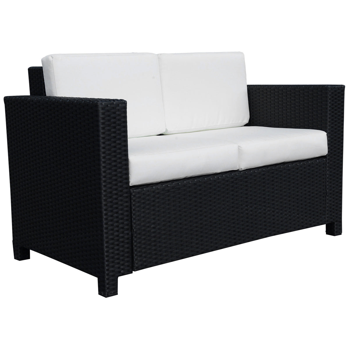 Outsunny 2-seater rattan garden sofa in navy blue