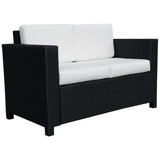Outsunny 2-seater rattan garden sofa in navy blue