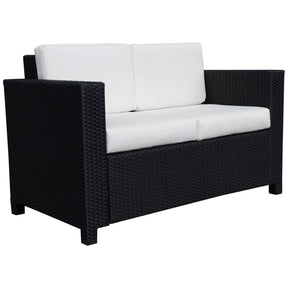 Outsunny 2-seater rattan garden sofa in navy blue