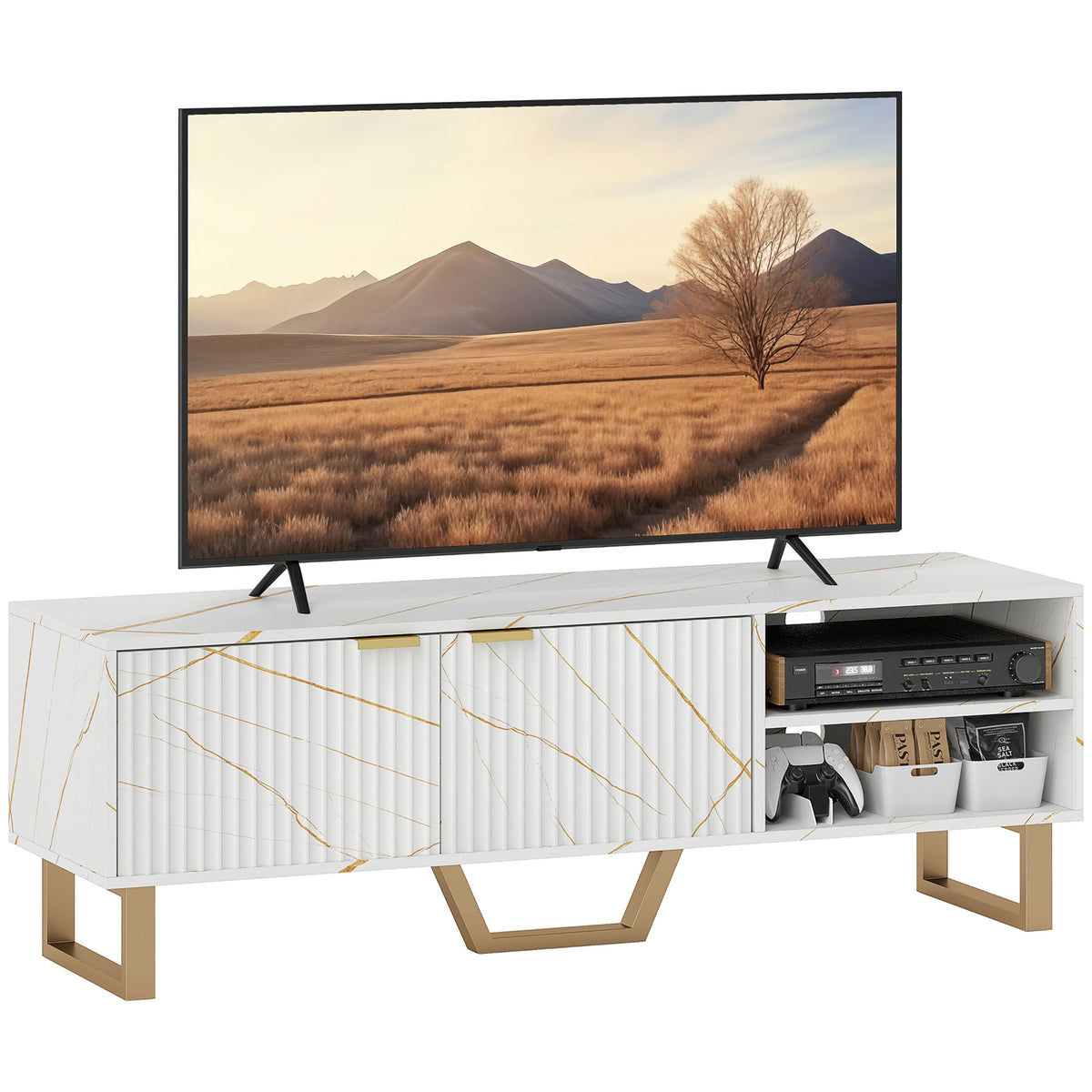 Black marble pattern TV stand