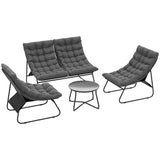 Outsunny 4-piece grey garden sofa set with glass table