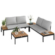 Outsunny corner sofa set with loveseat backrests removed as benches