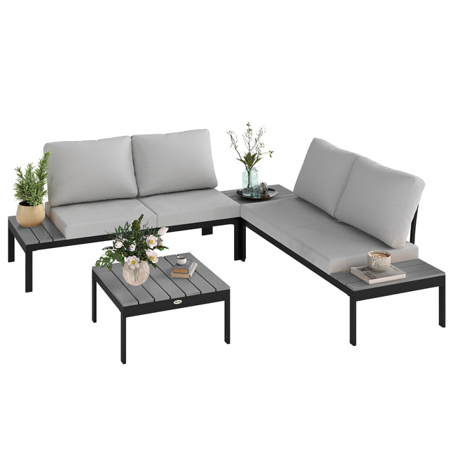 Outsunny 4-seater garden corner sofa set with removable cushions