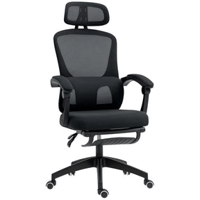 Black ergonomic mesh office chair with adjustable headrest