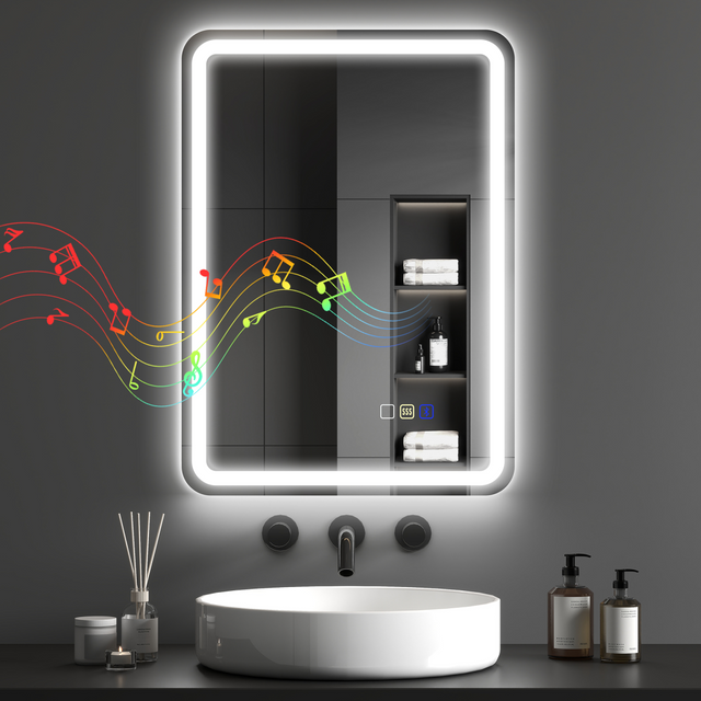 Illuminated bathroom mirror with Bluetooth