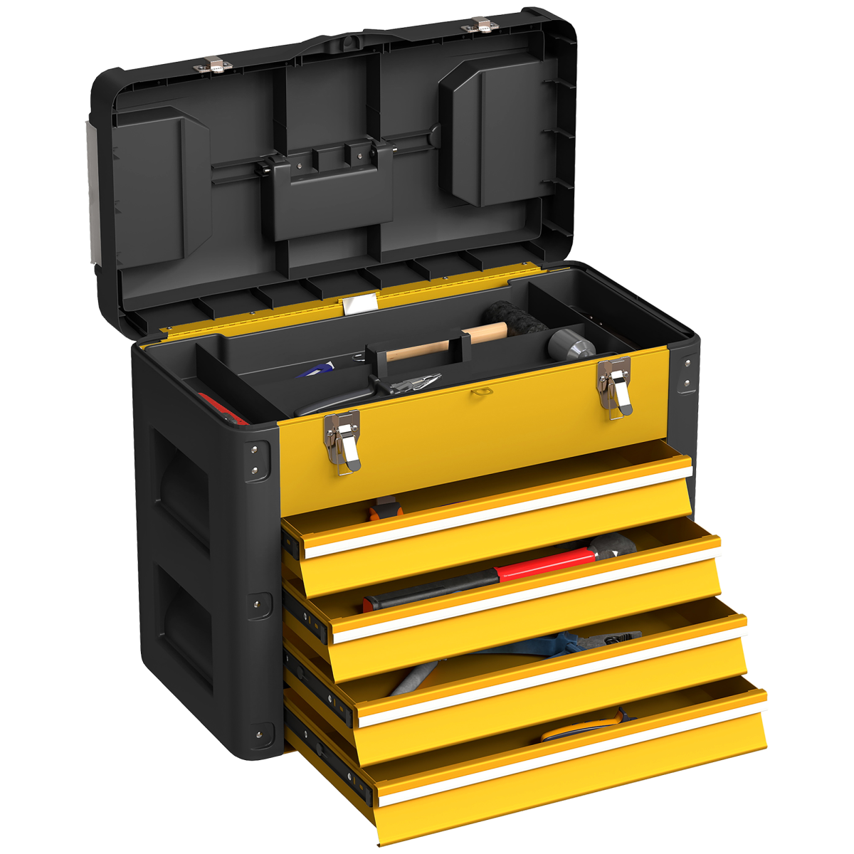Large 4-drawer steel tool box