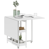 Drop leaf dining table with compartments