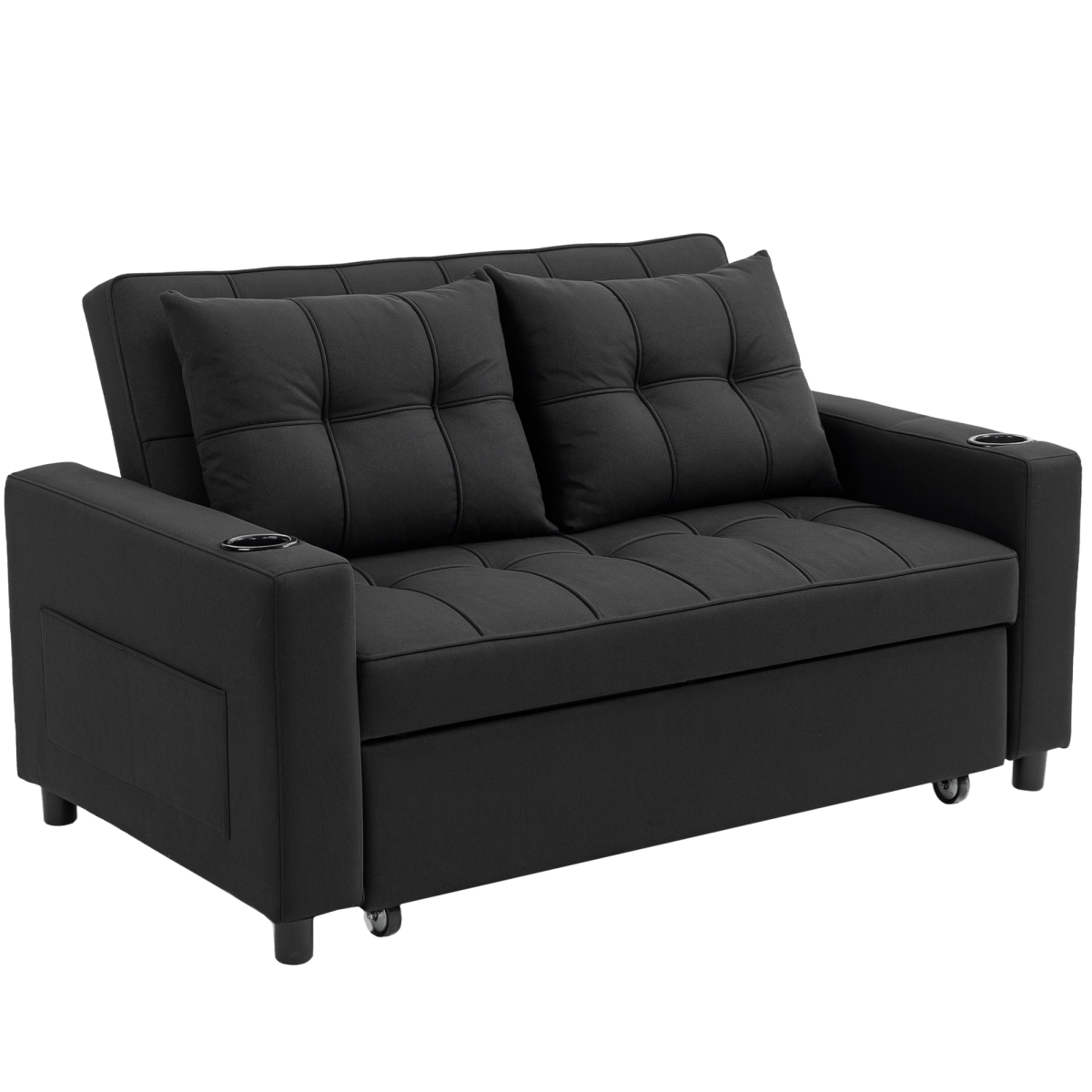 HOMCOM beige sofa bed in reclined lounger position