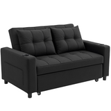 HOMCOM beige sofa bed in reclined lounger position