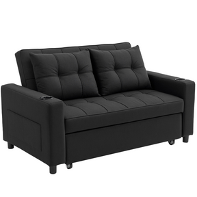 HOMCOM beige sofa bed in reclined lounger position