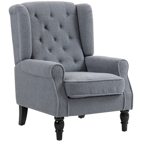 Black retro tufted wingback armchair