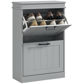 Slim grey shoe cabinet