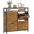 Cement grey 4 flip drawer shoe cabinet