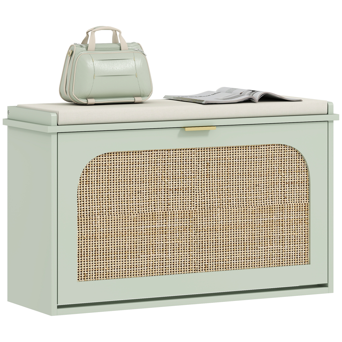 Light green boho shoe bench