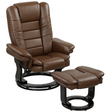 Brown PU swivel recliner and footrest