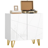 Black high gloss sideboard with gold legs