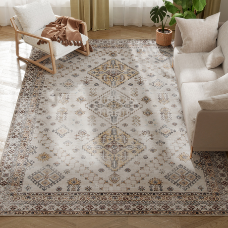 Vintage floral washable rug