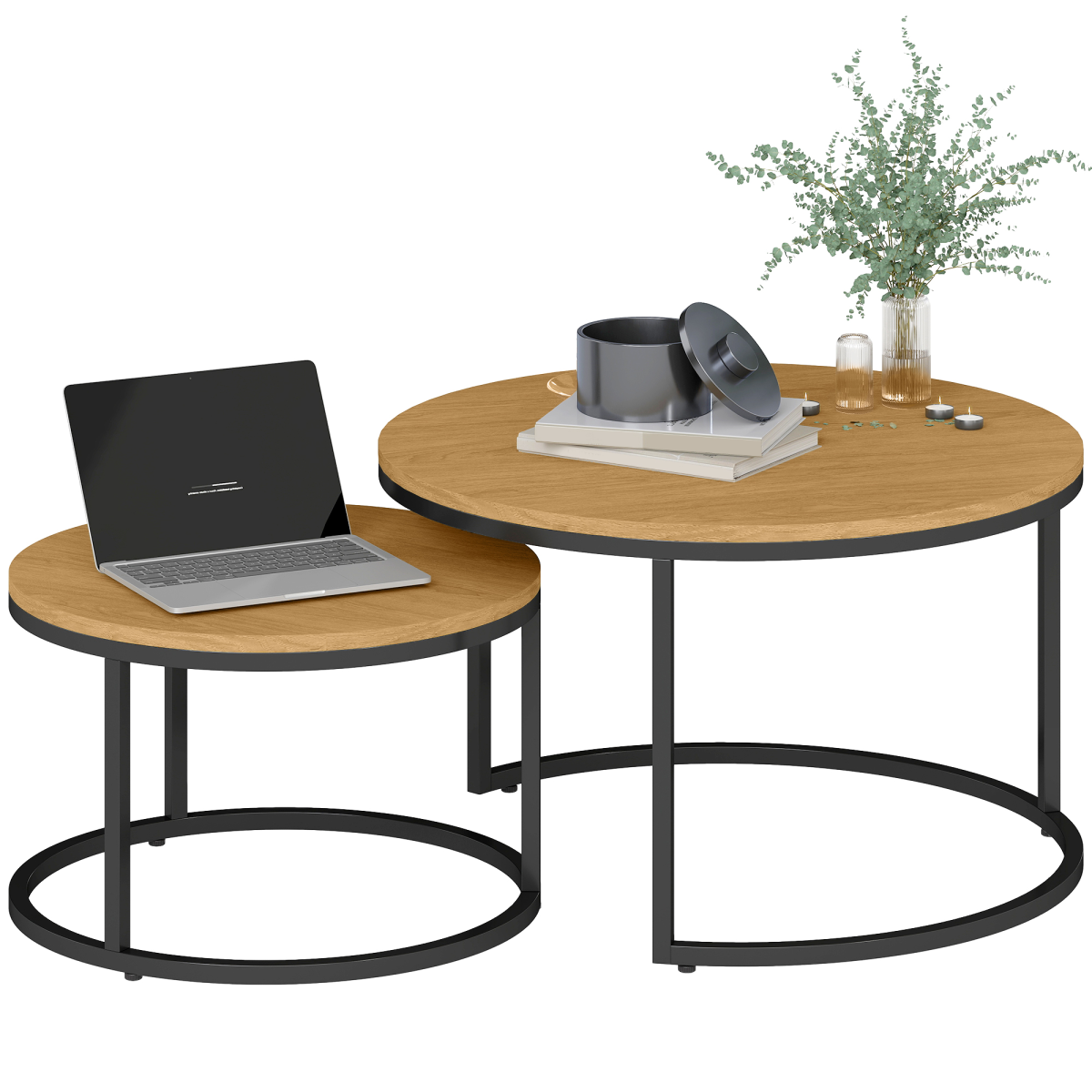 Stacking round coffee table set