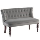 Charcoal grey velvet wingback loveseat sofa