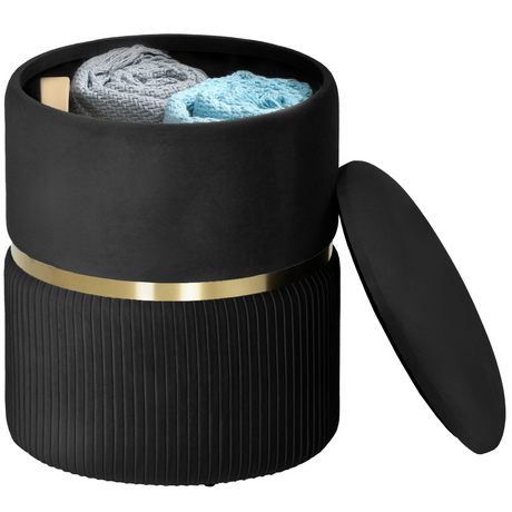 Round storage pouffe footstool
