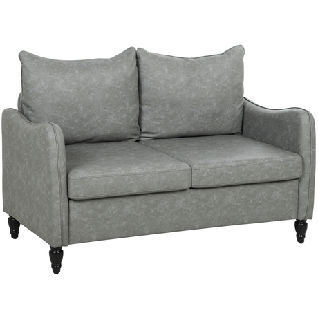 Brown marble-effect faux leather 2-seater sofa