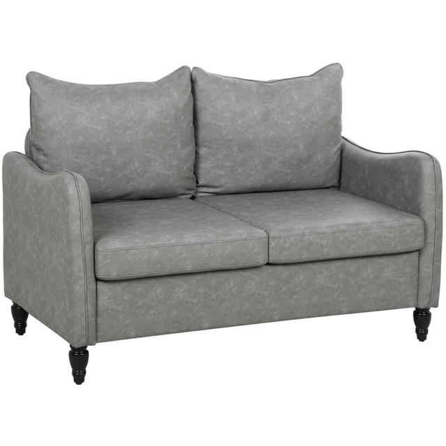Brown marble-effect faux leather 2-seater sofa
